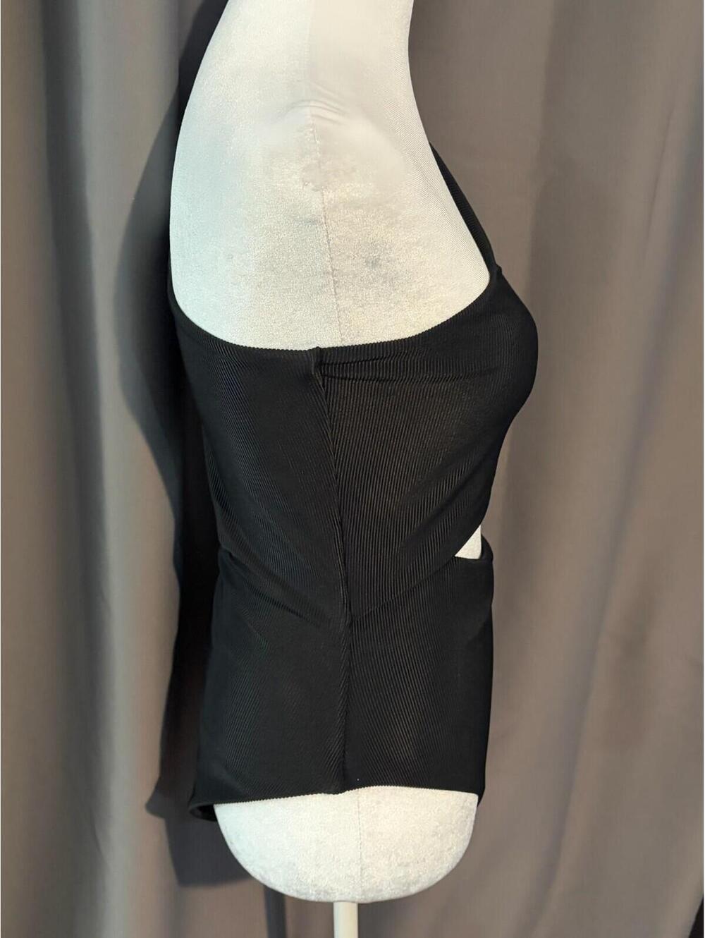 Beach Riot One Shoulder Cutout One Piece Swimsuit Black Ribbed Size M NWT - Picture 2 of 6